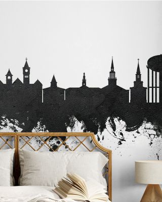 Auburn Alabama Skyline Black & White Wallpaper