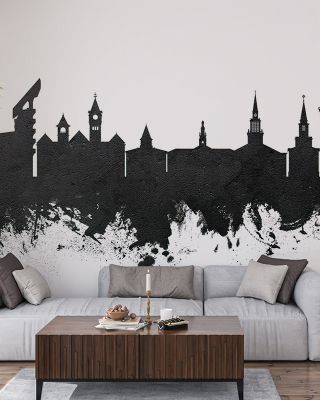 Auburn Alabama Skyline Black & White Wallpaper