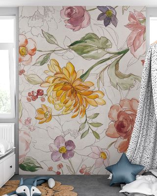 August Blooms Floral Wallpaper