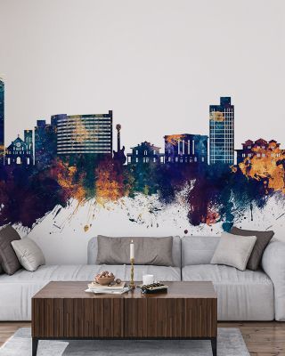 Biloxi Mississippi Skyline Blue & Bronze Wallpaper