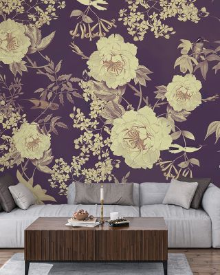 Birds of Eden Purple Scenic Wallpaper