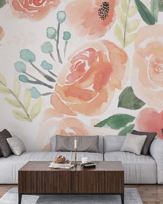 Blooming Delight III White Floral Wallpaper