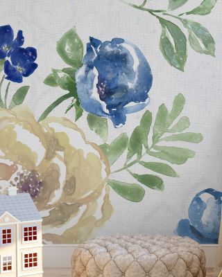 Botanical Coast White Scenic Wallpaper
