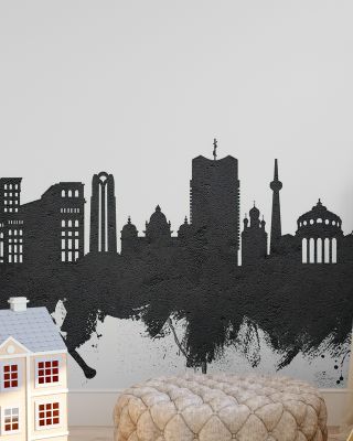 Bucharest Romania Skyline Black & White Wallpaper
