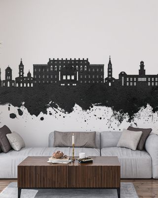 Coimbatore India Skyline Black & White Wallpaper
