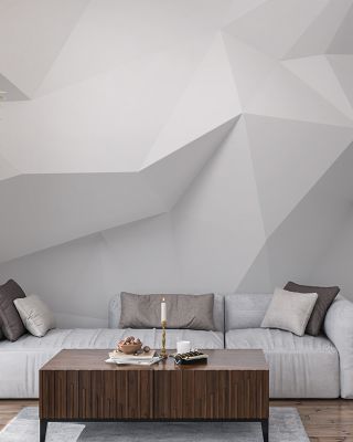 Concrete Shapes White Scenic Wallpaper