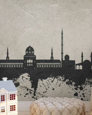 Damascus Syria Skyline Concrete Wallpaper