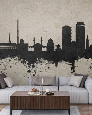 Damascus Syria Skyline Concrete Wallpaper