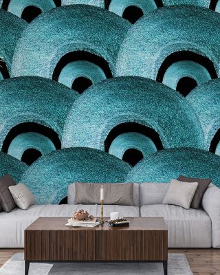 Deco Scales Blue Scenic Wallpaper