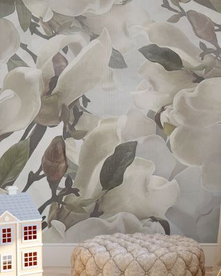 Dreaming of Magnolias Light Green Floral Wallpaper