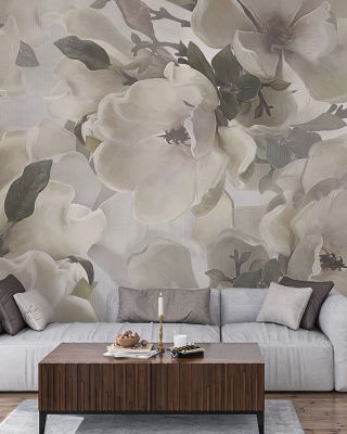 Dreaming of Magnolias Light Green Floral Wallpaper