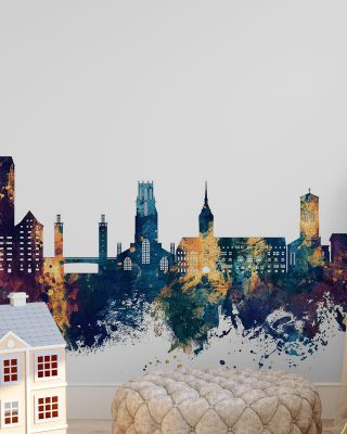 Duisburg Germany Skyline Blue & Bronze Wallpaper