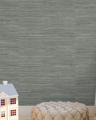Faux Grasscloth with Visible Seams, Stone Grey Wallpaper