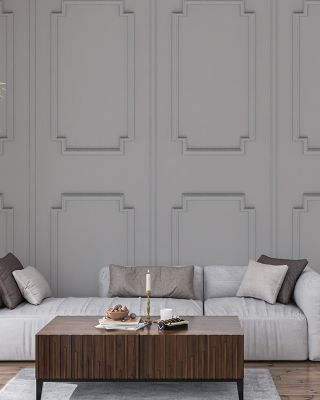 Faux Wall Panel Moulding, White Wallpaper