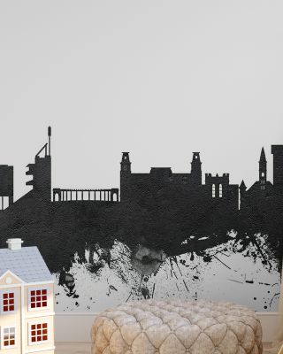 Fayetteville Arkansas Skyline Black & White Wallpaper