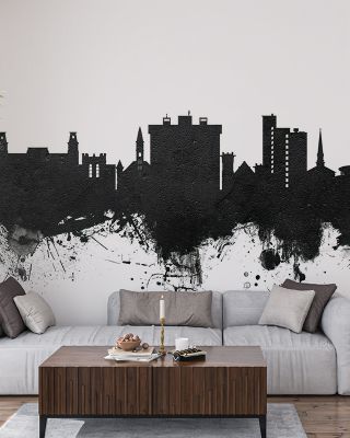 Fayetteville Arkansas Skyline Black & White Wallpaper