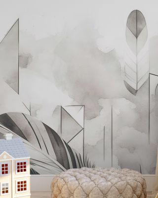 Feather Geometry Smoke Scenic Wallpaper