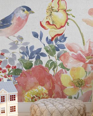 Floral Focus White Wallpaper