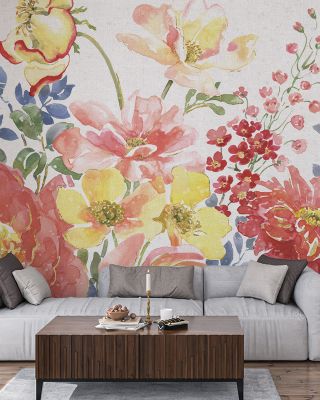 Floral Focus White Wallpaper