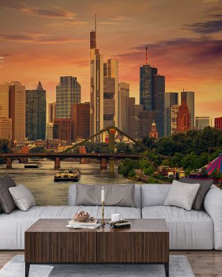 Frankfurt Skyline at Sunset Scenic Wallpaper