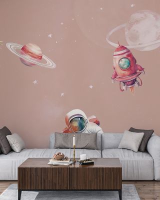 Galactic Explorer Blush Abstract Wallpaper