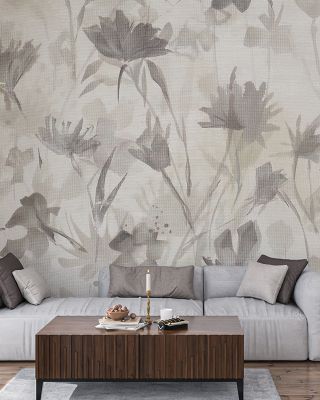 Garden Shadows III Purple Grey Scenic Wallpaper