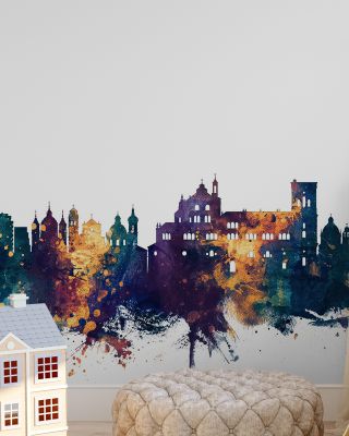 Granada Spain Skyline Blue & Bronze Wallpaper