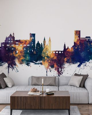 Granada Spain Skyline Blue & Bronze Wallpaper
