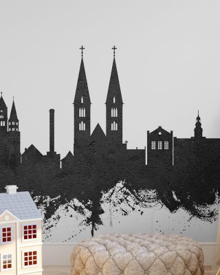 Halberstadt Germany Skyline Black & White Wallpaper