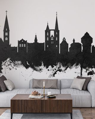 Halberstadt Germany Skyline Black & White Wallpaper