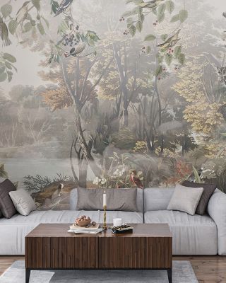 Hidden Land Scenery Collage, Neutral Scenic Wallpaper