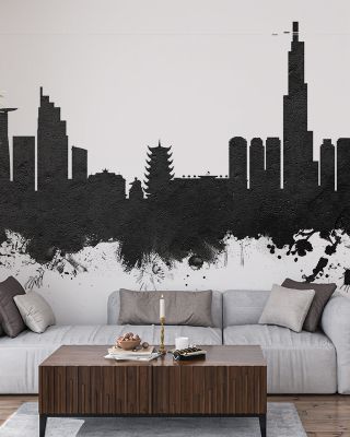 Ho Chi Minh City Vietnam Skyline Black & White Wallpaper
