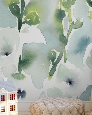 Hollyhocks Floral Wallpaper