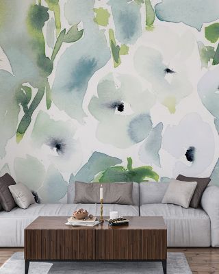 Hollyhocks Floral Wallpaper