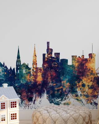 Inverness Scotland Skyline Blue & Bronze Wallpaper