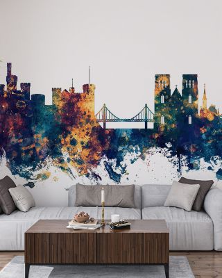 Inverness Scotland Skyline Blue & Bronze Wallpaper