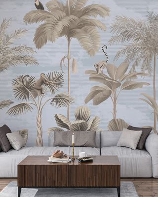 Jungle Delight, Sky Floral Wallpaper