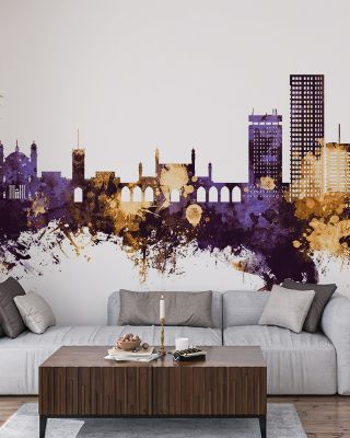 Kabul Afghanistan Skyline Purple & Gold Wallpaper