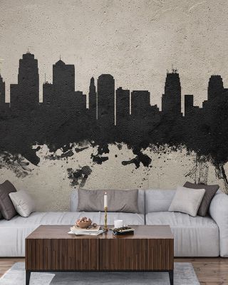 Kansas City Missouri Skyline Concrete Wallpaper