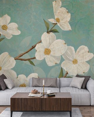 Kimono Blossoms Floral Wallpaper