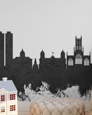Kingston upon Hull England Skyline Black & White Wallpaper