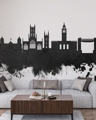Kingston upon Hull England Skyline Black & White Wallpaper