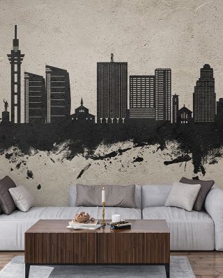 Kinshasa Skyline Concrete Wallpaper