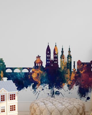 Koblenz Germany Skyline Blue & Bronze Wallpaper