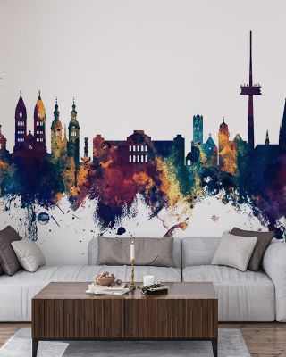 Koblenz Germany Skyline Blue & Bronze Wallpaper