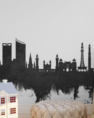 Lahore Pakistan Skyline Black & White Wallpaper