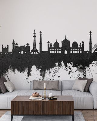 Lahore Pakistan Skyline Black & White Wallpaper