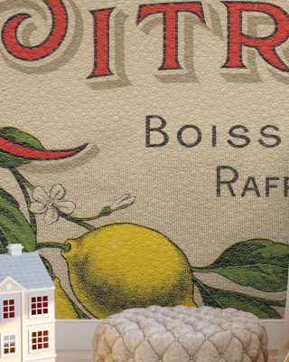 Lemon Label Vintage Wallpaper