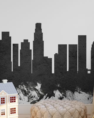 Los Angeles Skyline Black & White Wallpaper