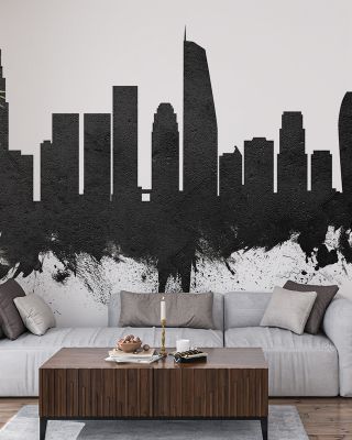 Los Angeles Skyline Black & White Wallpaper